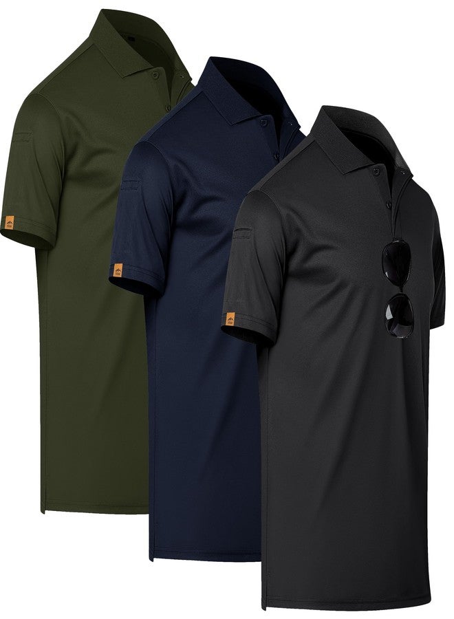TEZO Mens Golf Polo Shirts Short Sleeve Moisture Wicking Dry Fit Tactical T-Shirt Athletic Top Casual Polo Shirts for Men (BKNBAG M) - Image 1